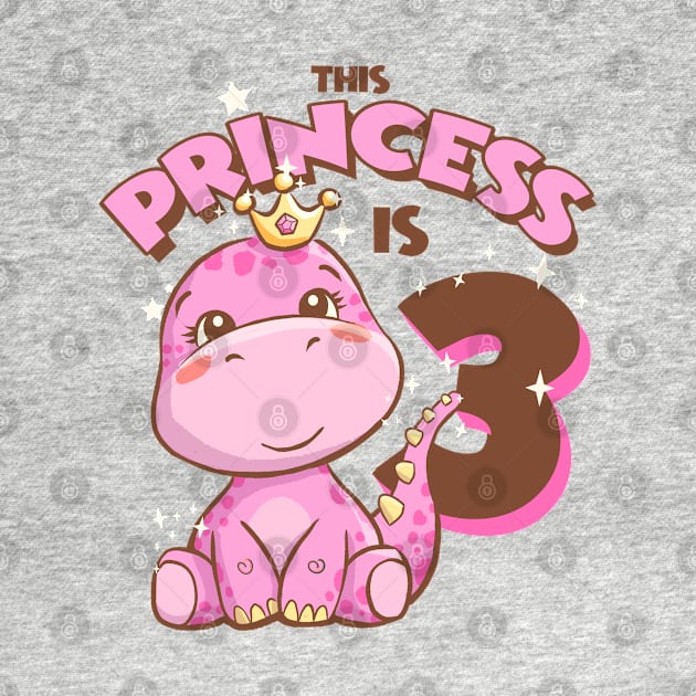 This Princess is 3 Girls 3th Birthday Pink Dinosaur Party by Irene Koh Studio